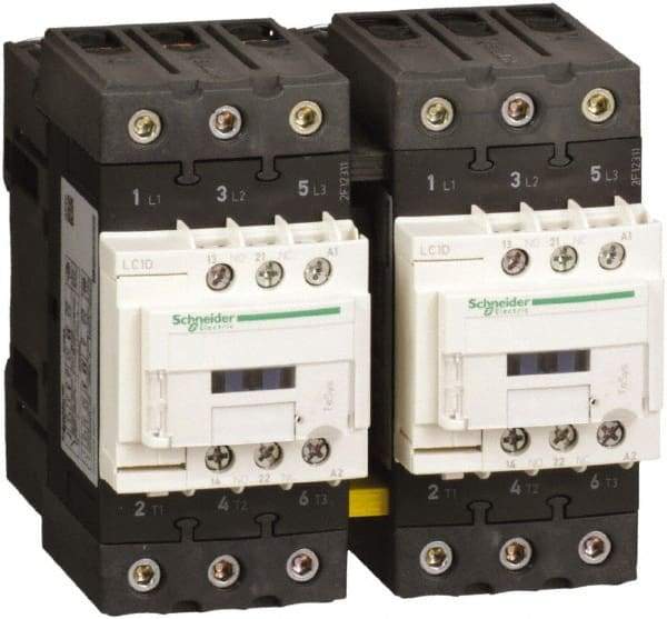 Schneider Electric - 3 Pole, 24 Coil VAC at 50/60 Hz, 500 Amp at 440 VAC, Reversible IEC Contactor - 1 Phase hp: 3 at 115 VAC, 7.5 at 230/240 VAC, 3 Phase hp: 15 at 200/208 VAC, 15 at 230/240 VAC, 40 at 460/480 VAC, 40 at 575/600 VAC - Exact Tool & Supply