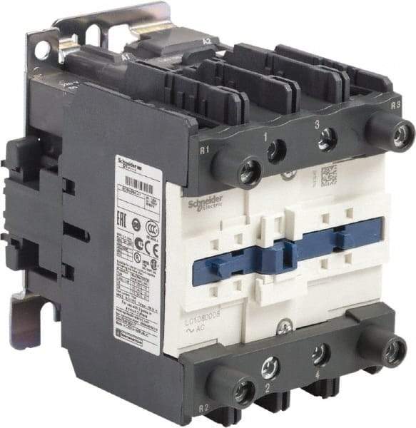 Schneider Electric - 4 Pole, 120 Coil VAC at 60 Hz, 125 Amp at 440 VAC, Nonreversible IEC Contactor - Bureau Veritas, CCC, CSA, CSA C22.2 No. 14, DNV, EN/IEC 60947-4-1, EN/IEC 60947-5-1, GL, GOST, LROS, RINA, RoHS Compliant, UL 508, UL Listed - Exact Tool & Supply
