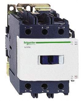 Schneider Electric - 3 Pole, 24 Coil VAC at 50/60 Hz, 80 Amp at 440 VAC, Nonreversible IEC Contactor - Bureau Veritas, CCC, CSA, CSA C22.2 No. 14, DNV, EN/IEC 60947-4-1, EN/IEC 60947-5-1, GL, GOST, LROS, RINA, RoHS Compliant, UL 508, UL Listed - Exact Tool & Supply