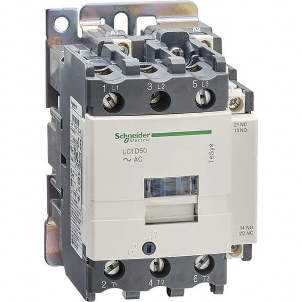 Schneider Electric - 3 Pole, 24 Coil VAC at 50/60 Hz, 50 Amp at 440 VAC and 80 Amp at 440 VAC, Nonreversible IEC Contactor - Exact Tool & Supply