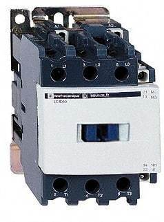 Schneider Electric - 3 Pole, 120 Coil VAC at 60 Hz, 40 Amp at 440 VAC and 60 Amp at 440 VAC, Nonreversible IEC Contactor - 1 Phase hp: 3 at 115 VAC, 5 at 230/240 VAC, 3 Phase hp: 10 at 200/208 VAC, 10 at 230/240 VAC, 30 at 460/480 VAC, 30 at 575/600 VAC - Exact Tool & Supply
