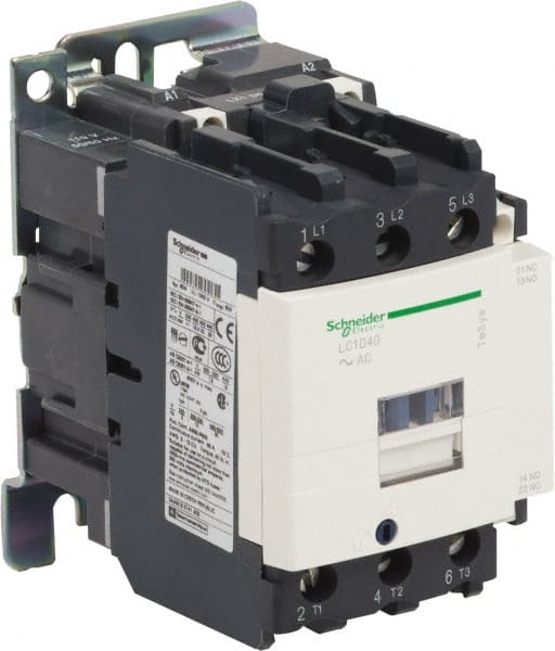 Schneider Electric - 3 Pole, 220 Coil VAC at 50/60 Hz, 40 Amp at 440 VAC and 60 Amp at 440 VAC, Nonreversible IEC Contactor - Exact Tool & Supply