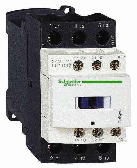 Schneider Electric - 3 Pole, 125 Coil VDC, 32 Amp at 440 VAC and 50 Amp at 440 VAC, Nonreversible IEC Contactor - 1 Phase hp: 2 at 115 VAC, 5 at 230/240 VAC, 3 Phase hp: 10 at 230/240 VAC, 20 at 460/480 VAC, 30 at 575/600 VAC, 7.5 at 200/208 VAC - Exact Tool & Supply