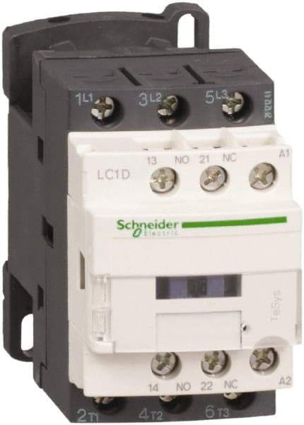 Schneider Electric - 3 Pole, 415 Coil VAC at 50/60 Hz, 18 Amp at 440 VAC and 32 Amp at 440 VAC, Nonreversible IEC Contactor - 1 Phase hp: 1 at 115 VAC, 3 at 230/240 VAC, 3 Phase hp: 10 at 460/480 VAC, 15 at 575/600 VAC, 5 at 200/208 VAC, 5 at 230/240 VAC - Exact Tool & Supply