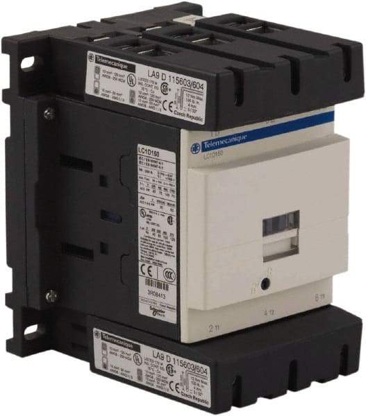 Schneider Electric - 3 Pole, 24 Coil VAC at 50/60 Hz, 150 Amp at 440 VAC, Nonreversible IEC Contactor - Bureau Veritas, CCC, CSA, CSA C22.2 No. 14, DNV, EN/IEC 60947-4-1, EN/IEC 60947-5-1, GL, GOST, LROS, RINA, RoHS Compliant, UL 508, UL Listed - Exact Tool & Supply
