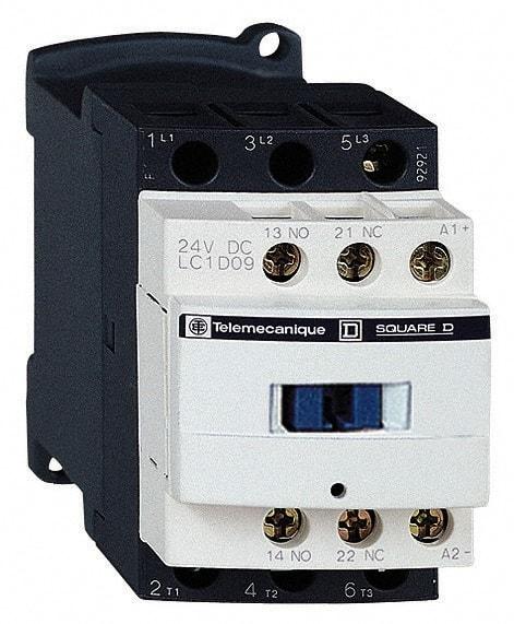 Schneider Electric - 3 Pole, 120 Coil VAC at 50/60 Hz, 25 Amp at 440 VAC and 9 Amp at 440 VAC, Nonreversible IEC Contactor - 1 Phase hp: 0.5 at 115 VAC, 1 at 230/240 VAC, 3 Phase hp: 2 at 200/208 VAC, 2 at 230/240 VAC, 5 at 460/480 VAC, 7.5 at 575/600 VAC - Exact Tool & Supply