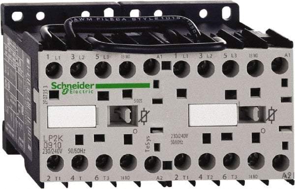 Schneider Electric - 3 Pole, 24 Coil VDC, 16 Amp at 690 VAC, 20 Amp at 440 VAC and 9 Amp at 440 VAC, Reversible IEC Contactor - BS 5424, CSA, IEC 60947, NF C 63-110, RoHS Compliant, UL Listed, VDE 0660 - Exact Tool & Supply