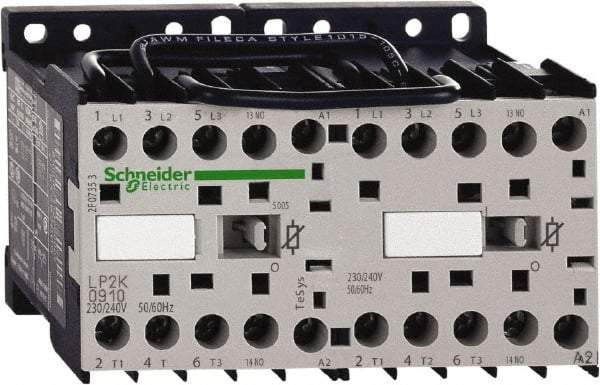 Schneider Electric - 3 Pole, 24 Coil VDC, 6 Amp at 440 VAC, Reversible IEC Contactor - BS 5424, CSA, IEC 60947, NF C 63-110, RoHS Compliant, UL Listed, VDE 0660 - Exact Tool & Supply