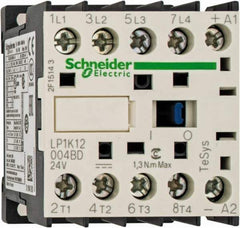 Schneider Electric - 4 Pole, 24 Coil VDC, 16 Amp at 690 VAC and 20 Amp at 440 VAC, Nonreversible IEC Contactor - BS 5424, CSA, IEC 60947, NF C 63-110, RoHS Compliant, UL Listed, VDE 0660 - Exact Tool & Supply