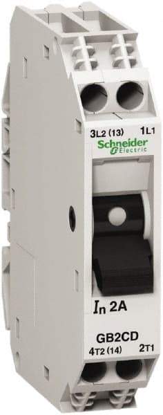 Schneider Electric - 3 Amp, 1 Pole, Backplate, Clip, DIN Rail Mount Circuit Protector - Thermal Magnetic Trip, Multiple Breaking Capacity Ratings, 67mm Deep x 74mm High x 15mm Wide - Exact Tool & Supply