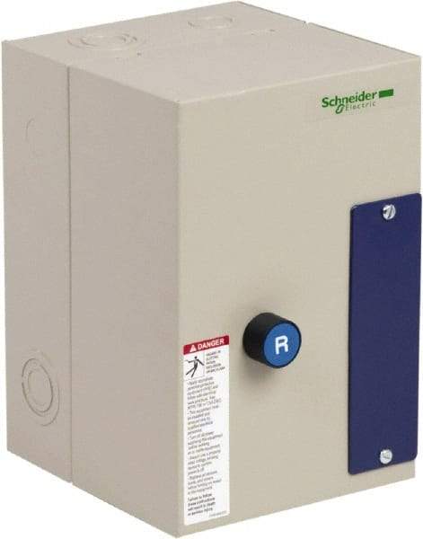 Schneider Electric - 3 Pole, 12 Amp, 120 Coil VAC, Nonreversible Enclosed IEC Motor Starter - 1 Phase Hp: 0.5 at 120 VAC, 2 at 240 VAC, 3 Phase Hp: 10 at 575 VAC, 3 at 208 VAC, 3 at 230 VAC, 7.5 at 460 VAC - Exact Tool & Supply