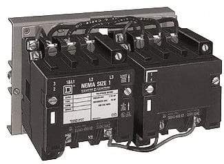 Square D - 110 Coil VAC at 50 Hz, 120 Coil VAC at 60 Hz, 270 Amp, NEMA Size 5, Reversible Open Enclosure NEMA Motor Starter - 3 Phase hp: 100 at 230 VAC, 200 at 460 VAC, 200 at 575 VAC, 75 at 200 VAC - Exact Tool & Supply