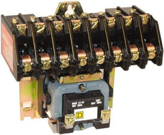 Square D - No Enclosure, 8 Pole, Electrically Held Lighting Contactor - 20 A (Tungsten), 30 A (Fluorescent), 24 VAC at 60 Hz, 8NO Contact Configuration - Exact Tool & Supply