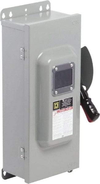 Square D - 100 Amp, 600 VAC/VDC, 3 Pole Nonfused Safety Switch - NEMA 12 & 3R, 40 hp at 600 VAC, 50 hp at 600 VDC (Single Phase), 100 hp at 600 VAC, 50 hp at 600 VDC (Triple Phase) - Exact Tool & Supply