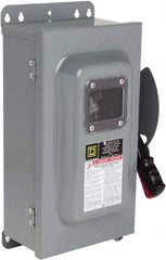 Square D - 60 Amp, 600 VAC, 600 VDC, 3 Pole Fused Safety Switch - NEMA 12 & 3R, 20 hp at 480 VDC (Single Phase), 50 hp at 600 VAC, 30 hp at 600 VDC (Triple Phase) - Exact Tool & Supply