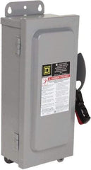 Square D - 30 Amp, 600 VAC/VDC, 3 Pole Fused Safety Switch - NEMA 12 & 3R, 7.5 hp at 480 VAC, 5 hp at 250 VDC (Single Phase), 20 hp at 600 VAC, 10 hp at 600 VDC (Triple Phase) - Exact Tool & Supply