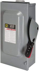 Square D - 30 Amp, 600 VAC/VDC, 3 Pole Fused Safety Switch - NEMA 3R, 7.5 hp at 480 VAC, 5 hp at 250 VDC (Single Phase), 20 hp at 600 VAC, 10 hp at 600 VDC (Triple Phase), 3PST Contact Form - Exact Tool & Supply