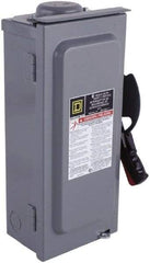 Square D - 100 Amp, 600 VAC/VDC, 3 Pole Fused Safety Switch - NEMA 3R, 30 hp at 480 VAC (Single Phase), 75 hp at 600 VAC, 50 hp at 600 VDC (Triple Phase), 3PST Contact Form - Exact Tool & Supply
