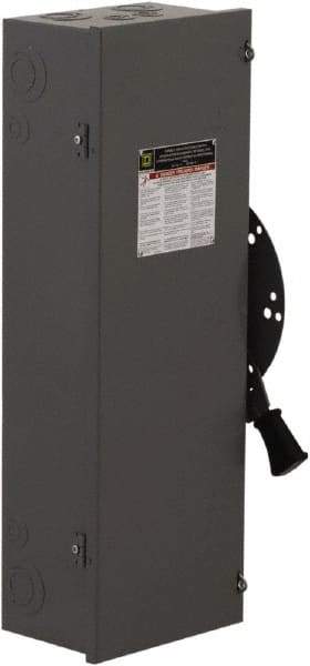 Square D - 100 Amp, 240 VAC, 250 VDC, 3 Pole Nonfused Safety Switch - NEMA 1, 15 hp at 240 VAC, 20 hp at 250 VDC (Single Phase), 30 hp at 240 VAC, 20 hp at 250 VDC (Triple Phase), 3PDT Contact Form - Exact Tool & Supply