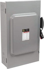 Square D - 200 Amp, 600 VAC/VDC, 3 Pole Fused Safety Switch - NEMA 1, 50 hp at 600 VAC, 50 hp at 600 VDC (Single Phase), 150 hp at 600 VAC, 50 hp at 600 VDC (Triple Phase), 3PST Contact Form - Exact Tool & Supply