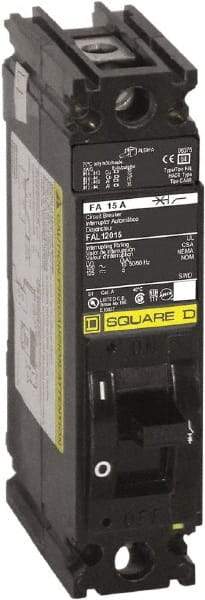 Square D - 20 Amp, 240 VAC, 1 Pole, Individually Mounted Molded Case Circuit Breaker - Thermal Magnetic Trip, 10 kA at 240 VAC Breaking Capacity, 12-4 (Aluminum), 14-4 (Copper) AWG, 4.13 Inch Deep x 6 Inch High x 1-1/2 Inch Wide - Exact Tool & Supply