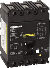 Square D - 50 Amp, 250 VDC, 600 VAC, 3 Pole, Panel Mount Molded Case Circuit Breaker - Thermal Magnetic Trip, 14 kA at 600 VAC Breaking Capacity, 12-1/0 (Aluminum), 14-1/0 (Copper) AWG, 4.13 Inch Deep x 6 Inch High x 4-1/2 Inch Long - Exact Tool & Supply