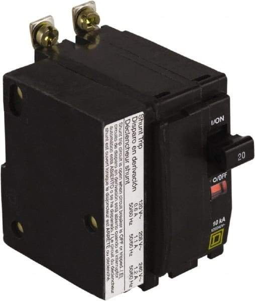 Square D - 20 Amp, 240 VAC, 2 Pole, Bolt On Miniature Circuit Breaker - 14-8 AWG - Exact Tool & Supply