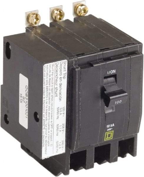 Square D - 100 Amp, 240 VAC, 3 Pole, Bolt On Miniature Circuit Breaker - 4-2/0 AWG - Exact Tool & Supply