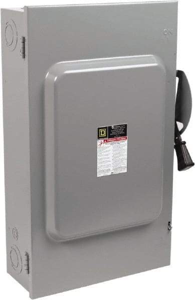Square D - 200 Amp, 240 V, 3 Pole Nonfused Safety Switch - NEMA 1, 15 hp at 240 VAC (Single Phase), 60 hp at 240 VAC (Triple Phase), 3PST Contact Form - Exact Tool & Supply