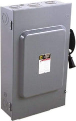 Square D - 200 Amp, 240 V, 2 Pole Fused Safety Switch - NEMA 1, 15 hp at 240 VAC (Single Phase), 60 hp at 240 VAC (Triple Phase), DPST Contact Form - Exact Tool & Supply