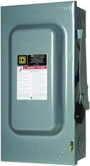 Square D - 100 Amp, 240 V, 2 Pole Fused Safety Switch - NEMA 1, 15 hp at 240 VAC (Single Phase), 30 hp at 240 VAC (Triple Phase), DPST Contact Form - Exact Tool & Supply