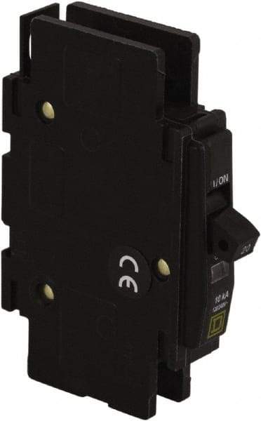 Square D - 10 Amp, 120/240 VAC, 1 Pole, DIN Rail Mounted, Flush Mount, Surface Mount Miniature Circuit Breaker - Thermal Magnetic Trip, 10 kA at 120/240 VAC Breaking Capacity, 14-2 (Aluminum), 14-2 (Copper) AWG, 74mm Deep x 103mm High x 19mm Wide - Exact Tool & Supply