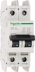 Schneider Electric - 1 Amp, 125 VDC, 240 VAC, 60 VDC, 1 Pole, DIN Rail Mount, Fixed Mount Miniature Circuit Breaker - Thermal Magnetic Trip, Multiple Breaking Capacity Ratings, 73mm Deep x 107mm High x 36mm Wide - Exact Tool & Supply