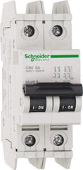 Schneider Electric - 5 Amp, 125 VDC, 240 VAC, 60 VDC, 1 Pole, DIN Rail Mount, Fixed Mount Miniature Circuit Breaker - Thermal Magnetic Trip, Multiple Breaking Capacity Ratings, 73mm Deep x 107mm High x 36mm Wide - Exact Tool & Supply