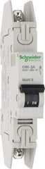 Schneider Electric - 2 Amp, 120/240 VAC, 1 Pole, DIN Rail Mounted Miniature Circuit Breaker - Thermal Magnetic Trip, 10 kA at 240 VAC Breaking Capacity, 14-4 AWG, 73mm Deep x 123.4mm High x 18mm Wide - Exact Tool & Supply