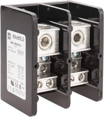 Square D - 2 Poles, 270 (Aluminium), 335 (Copper) Amp, Phenolic Power Distribution Block - 600 VAC, 1 Primary Connection - Exact Tool & Supply