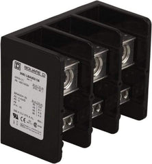 Square D - 3 Poles, 270 (Aluminium), 335 (Copper) Amp, Phenolic Power Distribution Block - 600 VAC, 1 Primary Connection - Exact Tool & Supply