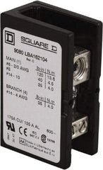 Square D - 1 Pole, 270 (Aluminium), 335 (Copper) Amp, Phenolic Power Distribution Block - 600 VAC, 1 Primary Connection - Exact Tool & Supply