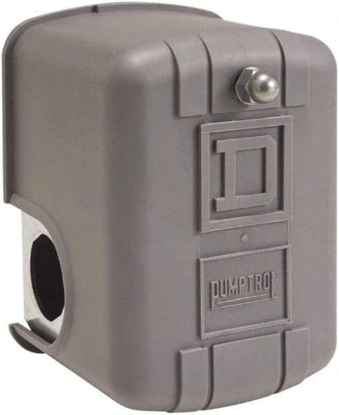 Square D - 1 NEMA Rated, DP, 125 psi, Air Compressor, Electromechanical Pressure and Level Switch - Adjustable Pressure, 115 VAC, 1/4 Inch Connector, Screw Terminal, For Use with Power Circuits - Exact Tool & Supply