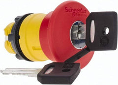 Schneider Electric - 22mm Mount Hole, Extended Mushroom Head, Pushbutton Switch Only - Round, Red Pushbutton, Maintained (MA), Momentary (MO) - Exact Tool & Supply