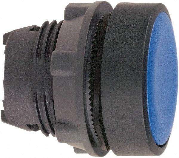 Schneider Electric - 22mm Mount Hole, Flush, Pushbutton Switch Only - Round, Blue Pushbutton, Nonilluminated, Momentary (MO) - Exact Tool & Supply