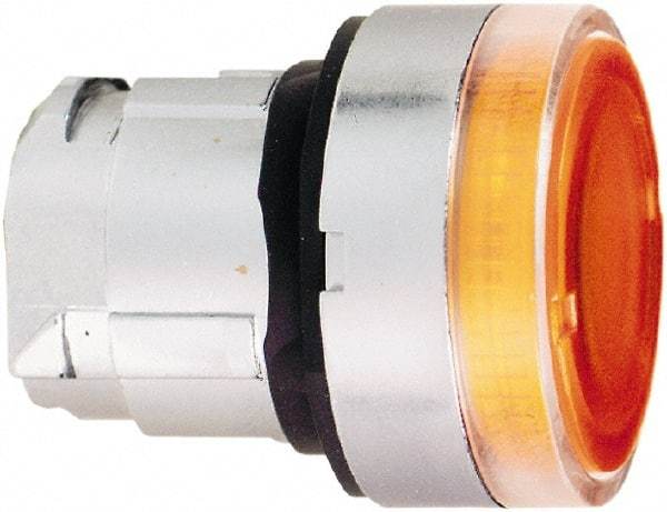 Schneider Electric - 22mm Mount Hole, Flush, Pushbutton Switch Only - Round, Orange Pushbutton, Illuminated, Momentary (MO) - Exact Tool & Supply