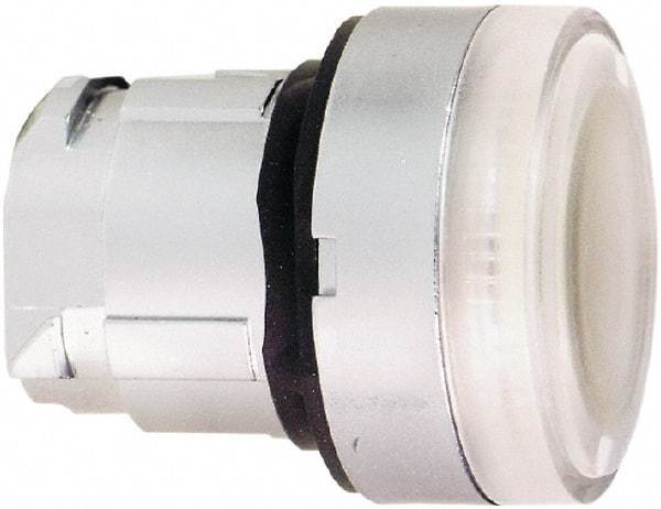 Schneider Electric - 22mm Mount Hole, Flush, Pushbutton Switch Only - Round, White Pushbutton, Illuminated, Momentary (MO) - Exact Tool & Supply