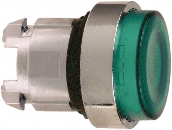 Schneider Electric - 22mm Mount Hole, Extended Straight, Pushbutton Switch Only - Round, Green Pushbutton, Nonilluminated, Momentary (MO) - Exact Tool & Supply
