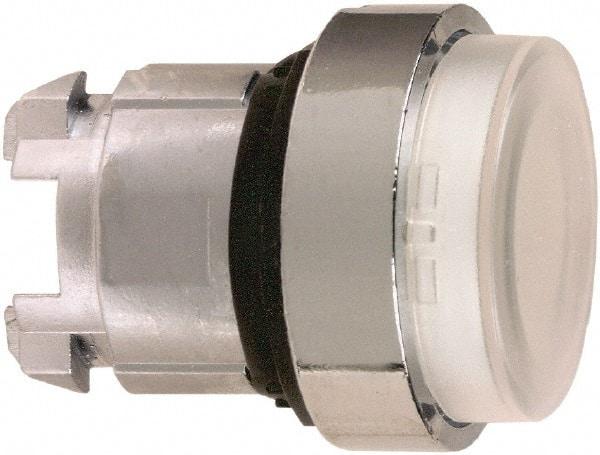 Schneider Electric - 22mm Mount Hole, Extended Straight, Pushbutton Switch Only - Round, White Pushbutton, Nonilluminated, Momentary (MO) - Exact Tool & Supply