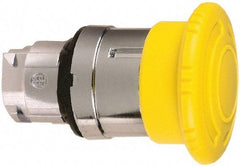 Schneider Electric - 22mm Mount Hole, Extended Mushroom Head, Pushbutton Switch Only - Round, Yellow Pushbutton, Nonilluminated, Maintained (MA) - Exact Tool & Supply