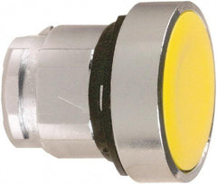 Schneider Electric - 22mm Mount Hole, Flush, Pushbutton Switch Only - Round, Yellow Pushbutton, Maintained (MA) - Exact Tool & Supply