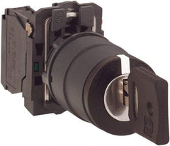 Schneider Electric - 22mm Mount Hole, 2 Position, Key Operated, Selector Switch with Contact Blocks - Maintained (MA), Shock, Vibration and Water Resistant - Exact Tool & Supply