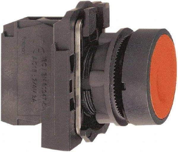 Schneider Electric - 22mm Mount Hole, Flush, Pushbutton Switch with Contact Block - Round, Red Pushbutton, Momentary (MO) - Exact Tool & Supply
