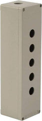 Schneider Electric - 5 Hole, 1.58 Inch Hole Diameter, Aluminum Pushbutton Switch Enclosure - 12.2 Inch High x 3.35 Inch Wide x 3.03 Inch Deep, 4, 13 NEMA Rated - Exact Tool & Supply